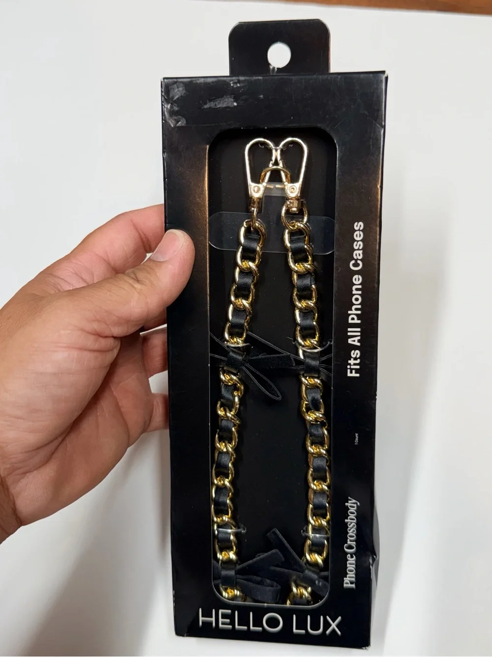 Gold and Black Chain Phone Crossbody Strap